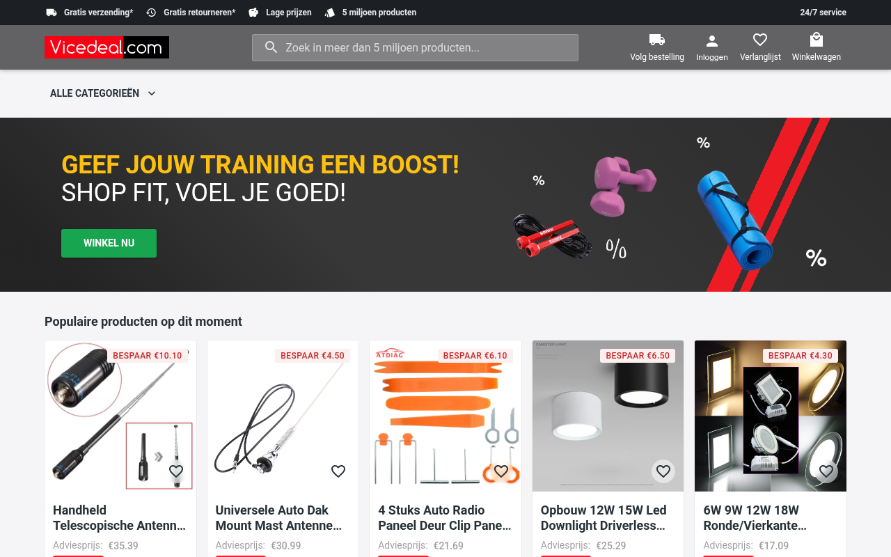 Screenshot van nl.vicedeal.com
