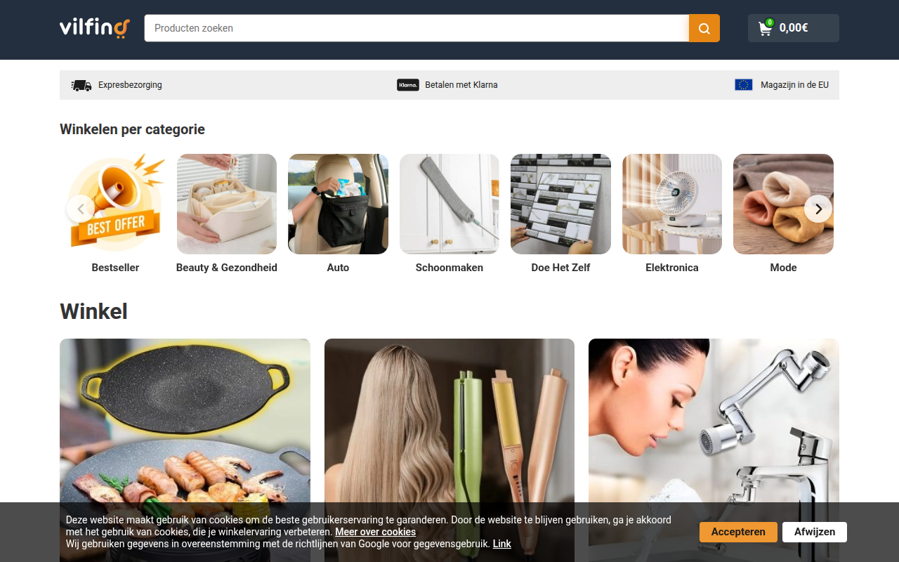Screenshot van nl.vilfino.com