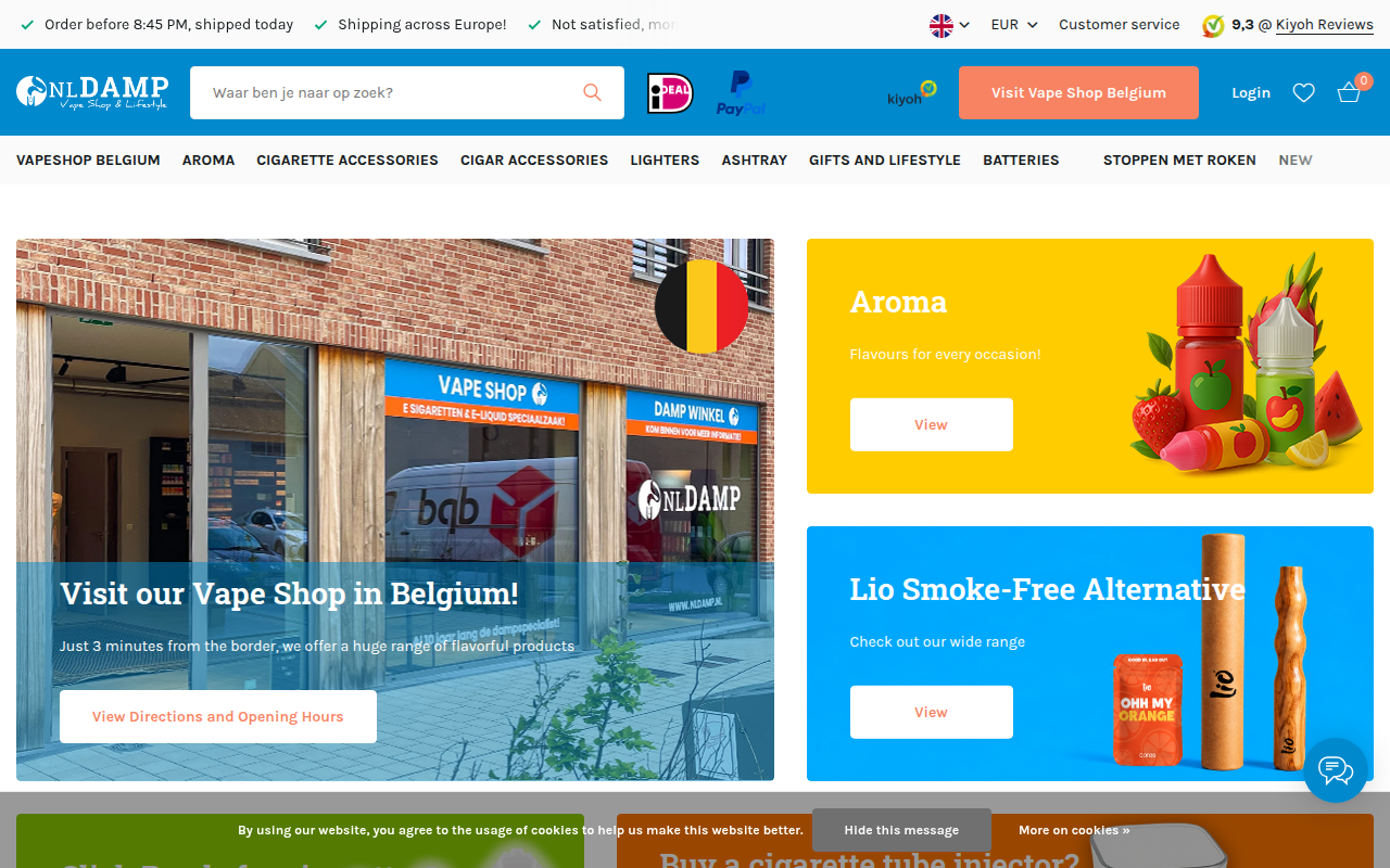 Screenshot van nldamp.nl