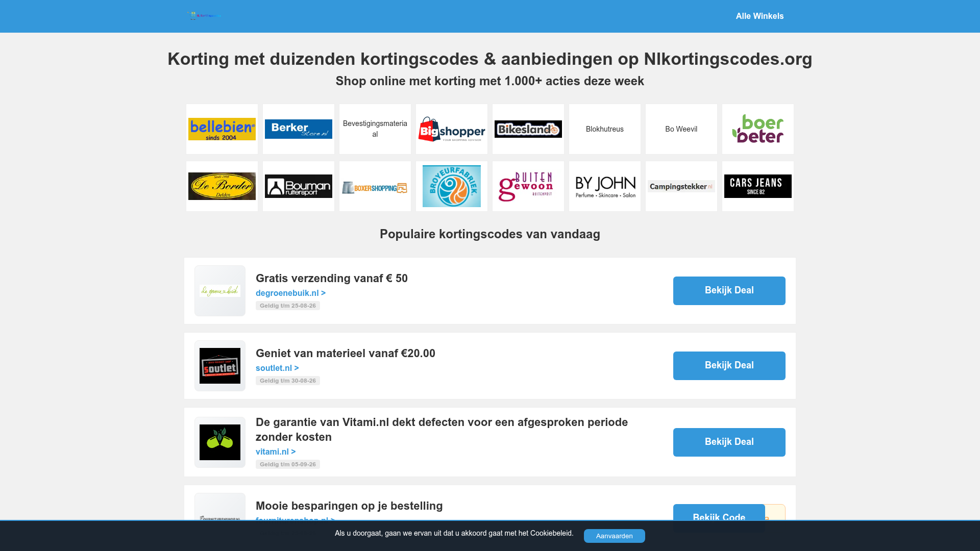 Screenshot van nlkortingscodes.org