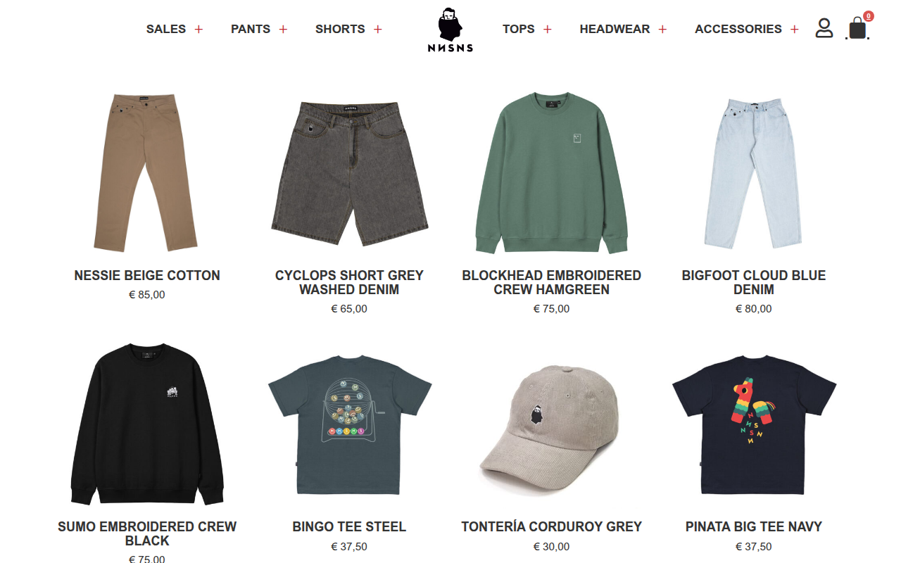 Screenshot van nnsnsclothing.com
