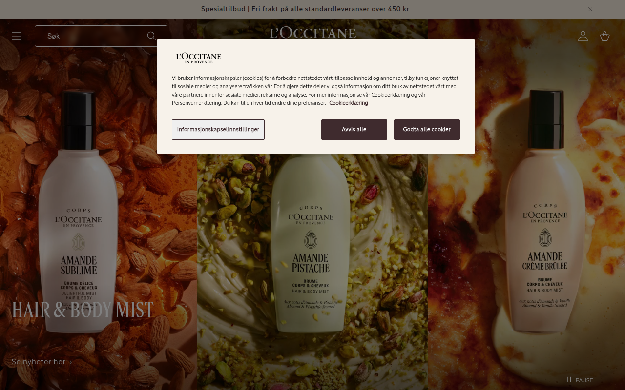 Screenshot van no.loccitane.com