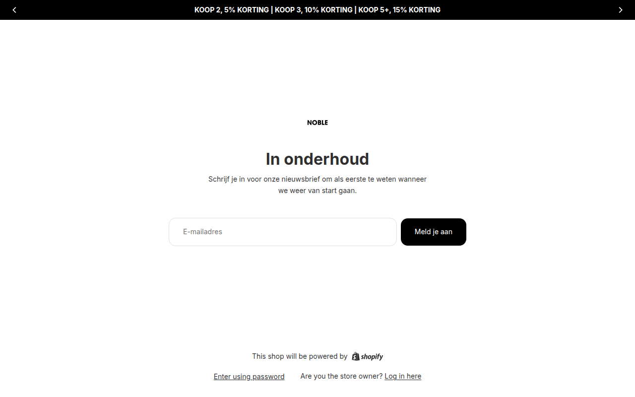 Screenshot van noble-clothing.nl