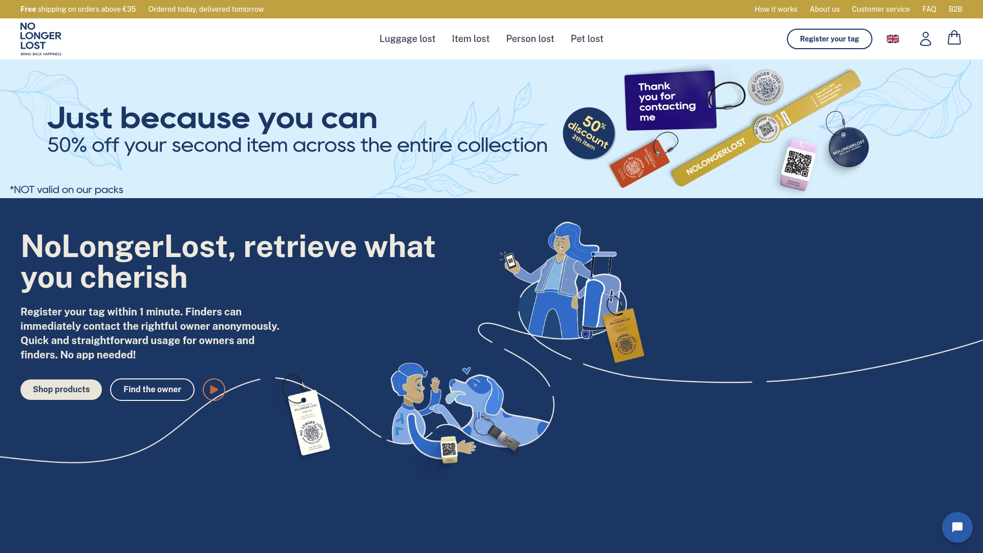 Screenshot van nolongerlost.com