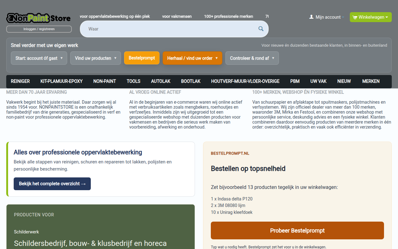 Screenshot van nonpaintstore.nl