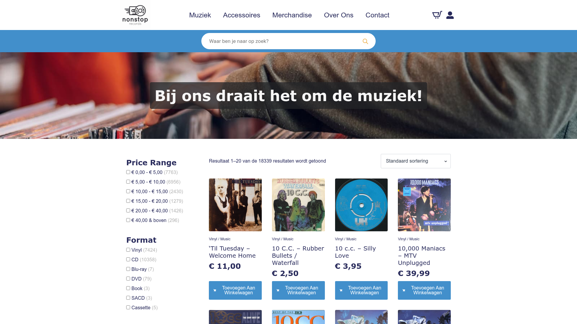 Screenshot van nonstoprecords.nl