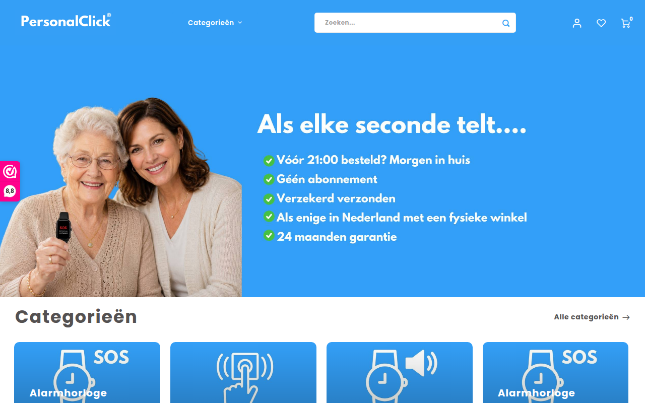 Screenshot van noodhulpknop.nl