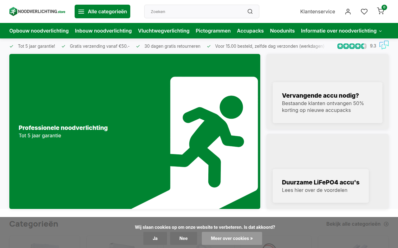 Screenshot van noodverlichting.store
