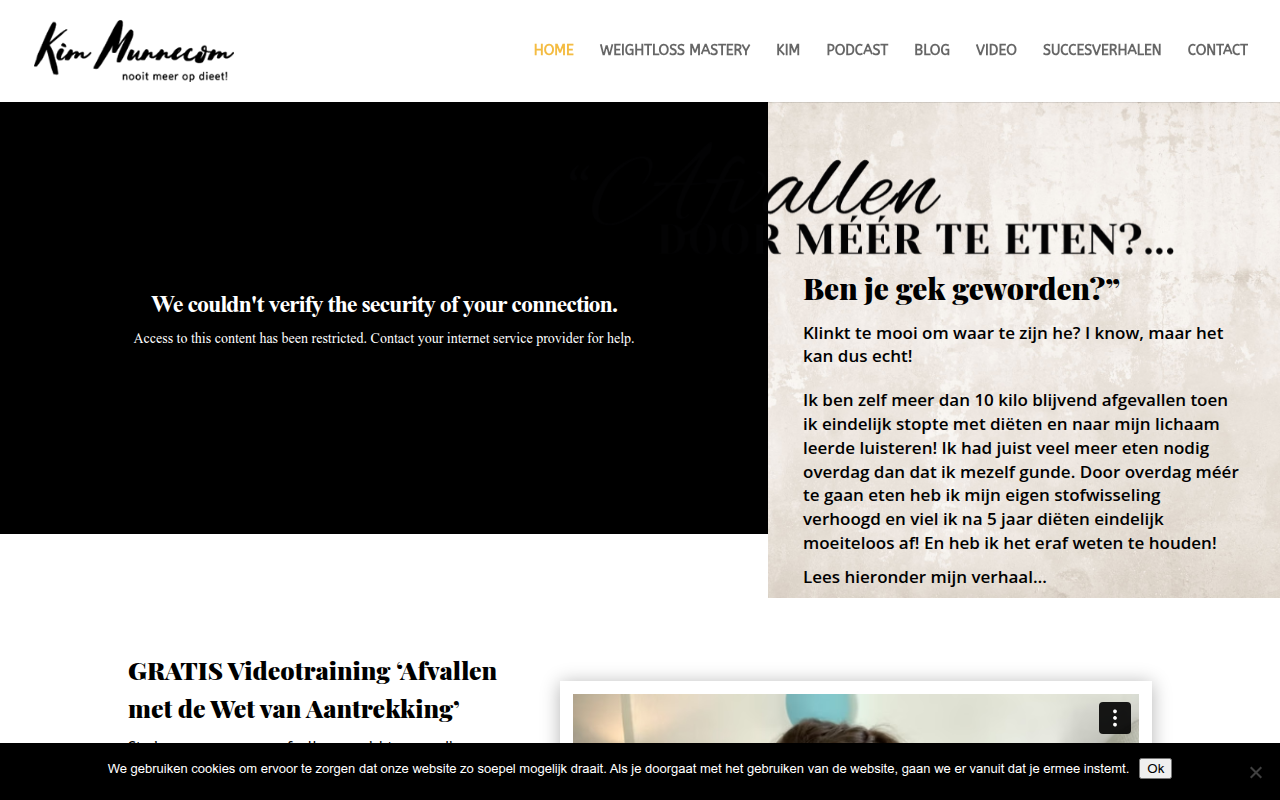 Screenshot van nooitmeeropdieet.nl