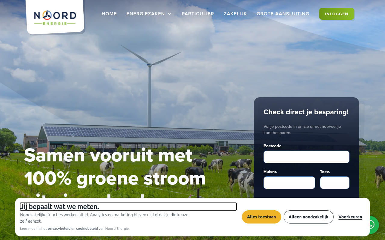 Screenshot van noordenergie.nl