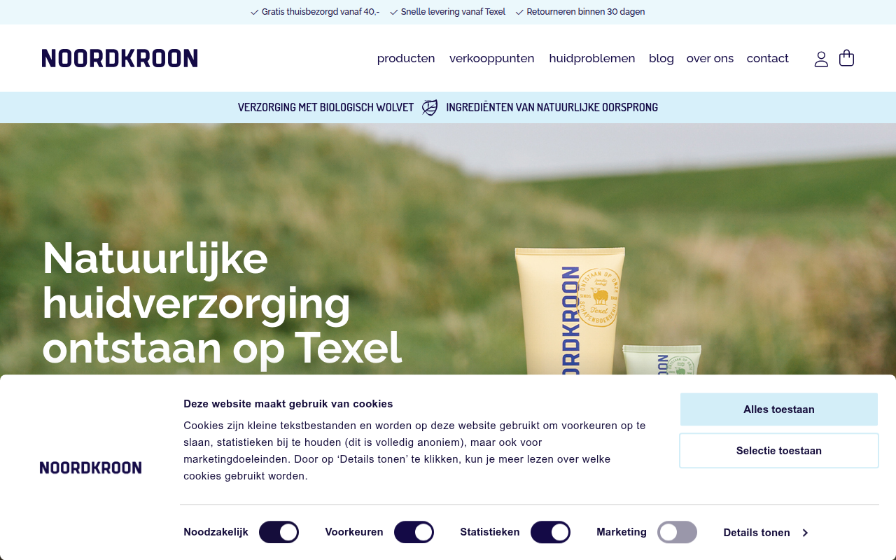 Screenshot van noordkroon.nl