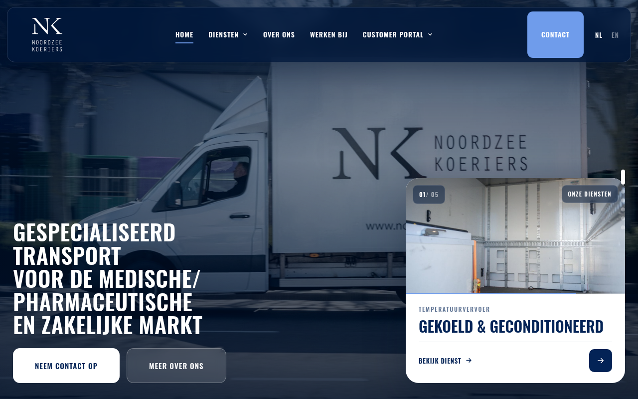 Screenshot van noordzeekoeriers.nl