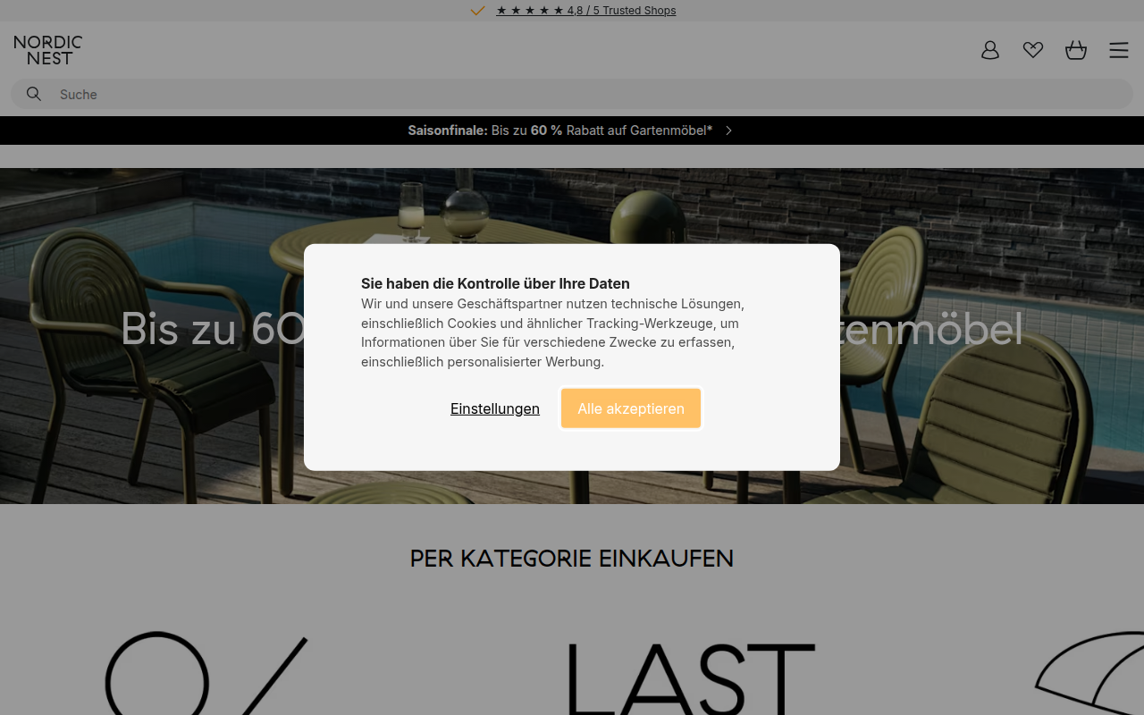 Screenshot van nordicnest.de