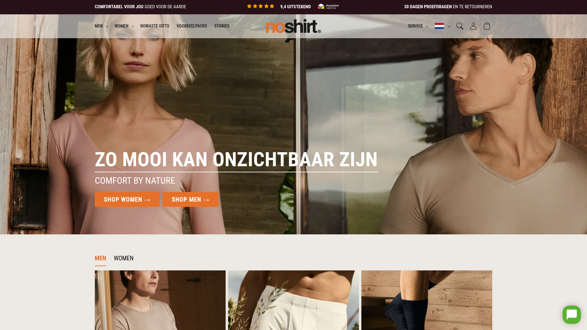Screenshot van noshirt.nl