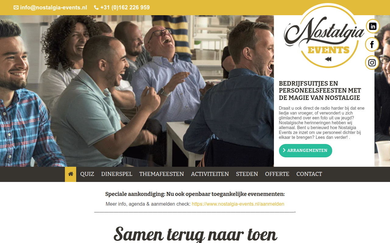 Screenshot van nostalgia-events.nl