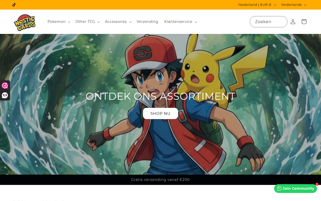 Screenshot van nostic-cards.nl