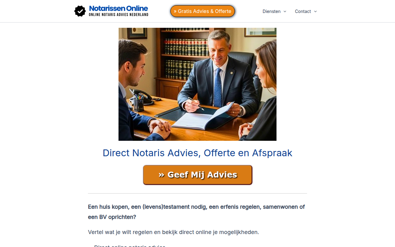 Screenshot van notarissen-online.nl