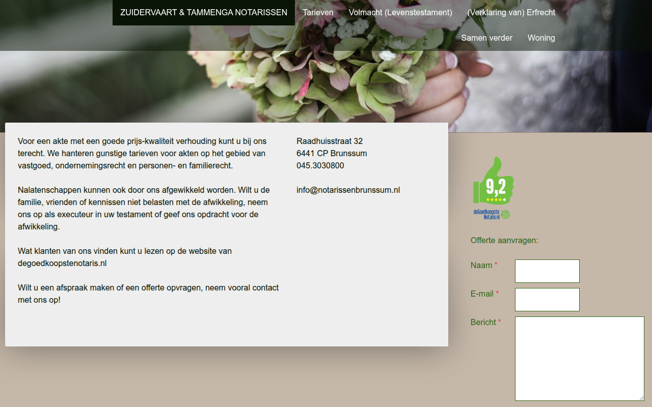Screenshot van notarissenbrunssum.nl