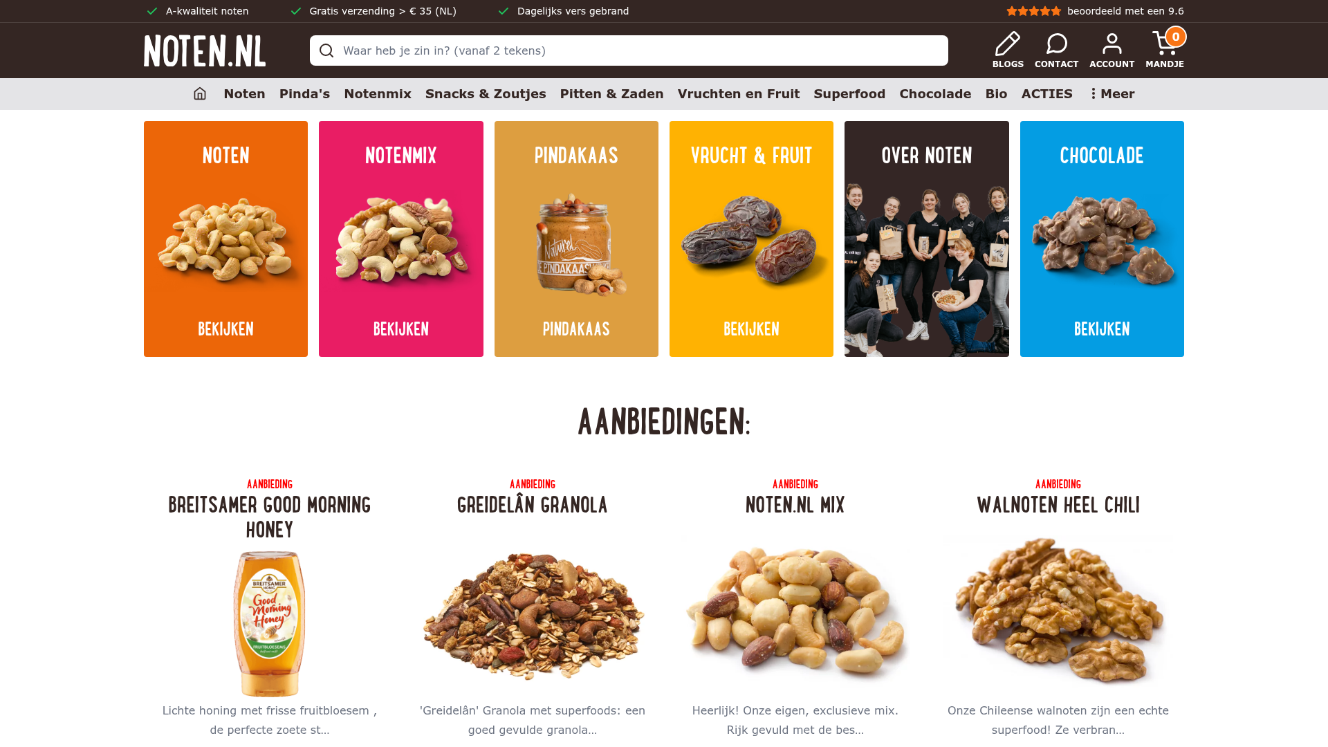Screenshot van noten.nl