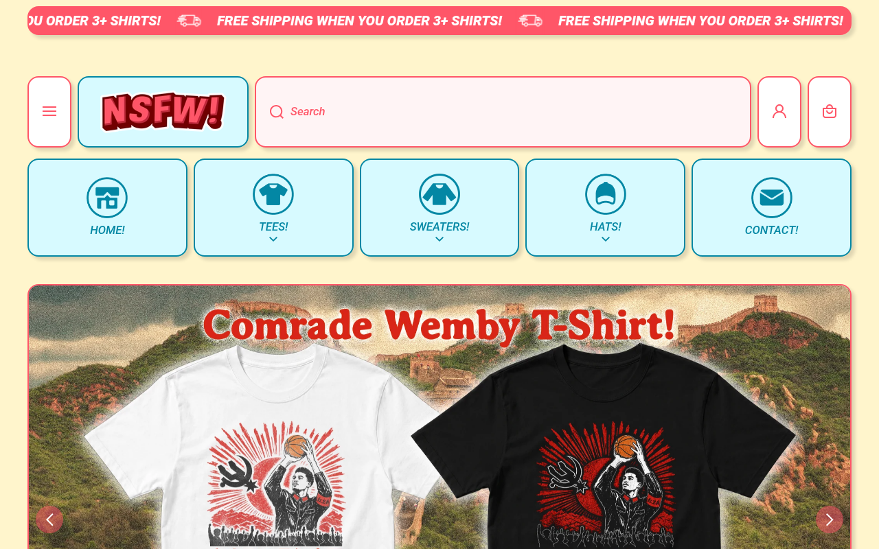 Screenshot van notsafeforwear.com