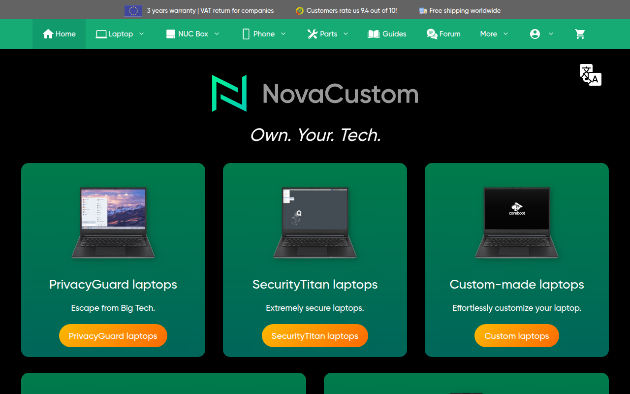 Screenshot van novacustom.com