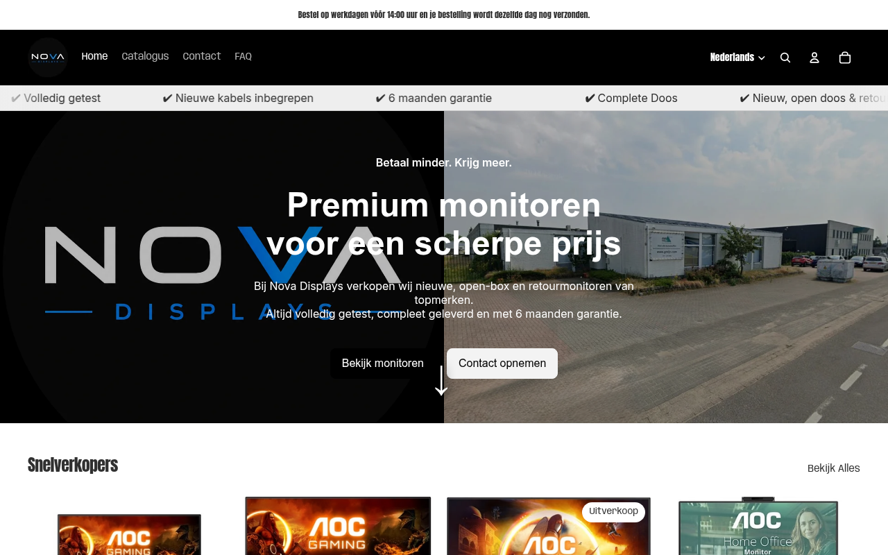 Screenshot van novadisplays.nl