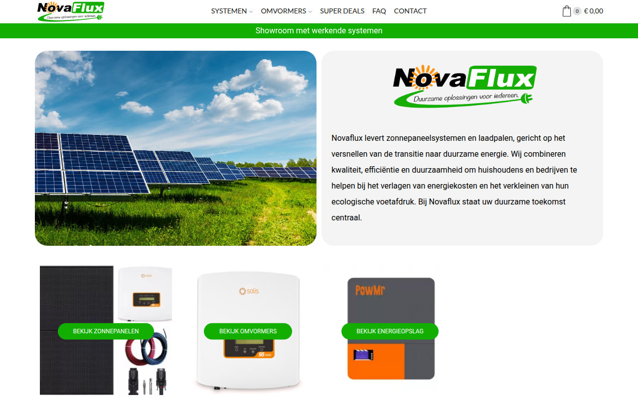 Screenshot van novaflux.nl