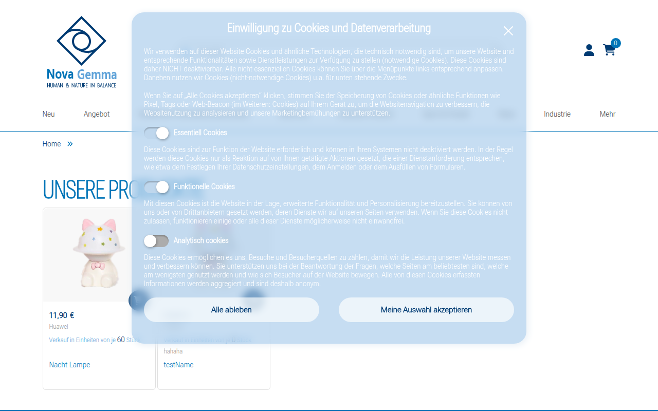 Screenshot van novagemma.com