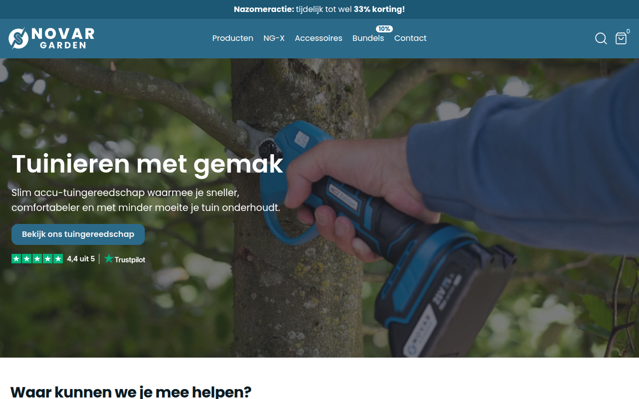 Screenshot van novargarden.nl