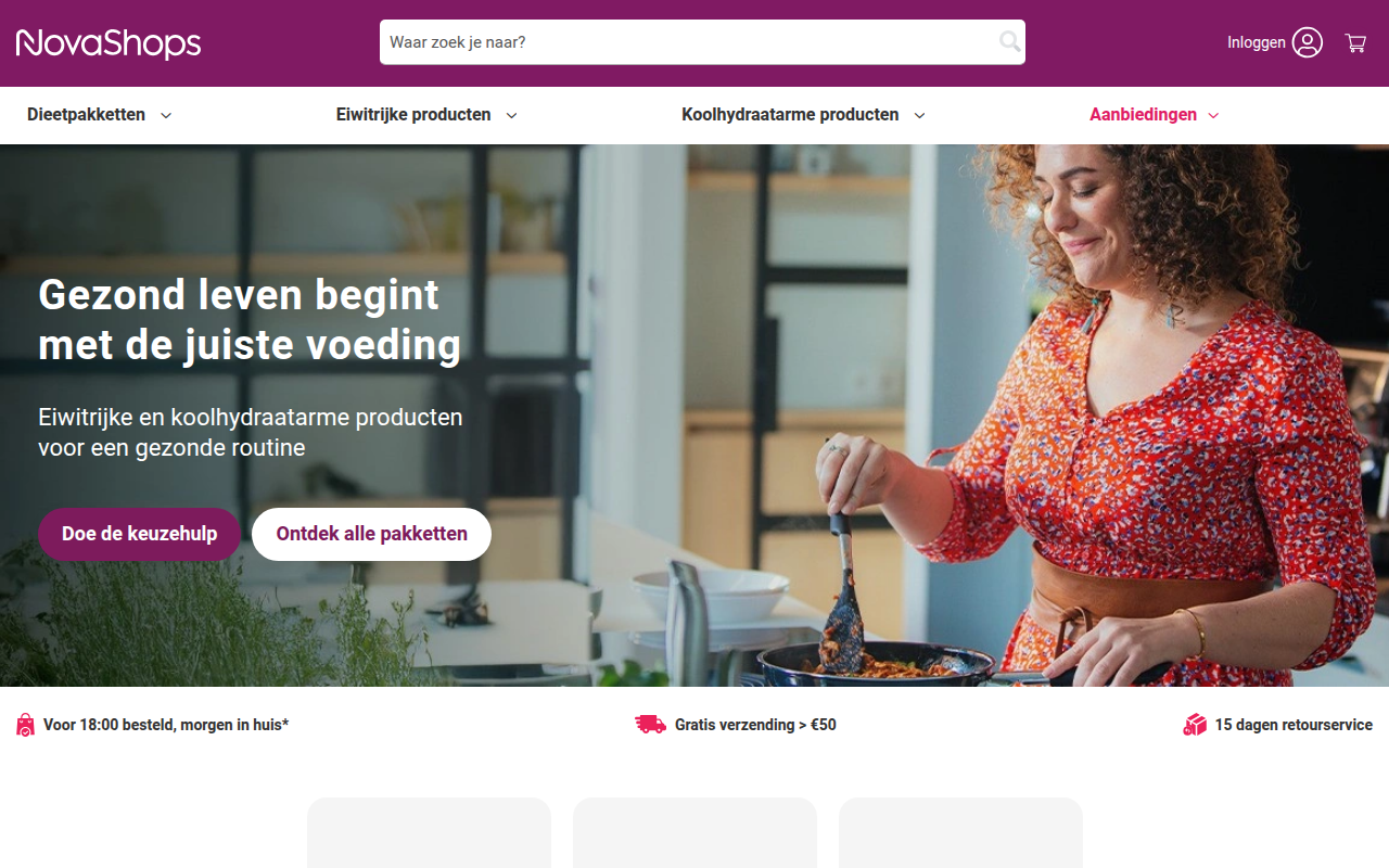 Screenshot van novashops.com