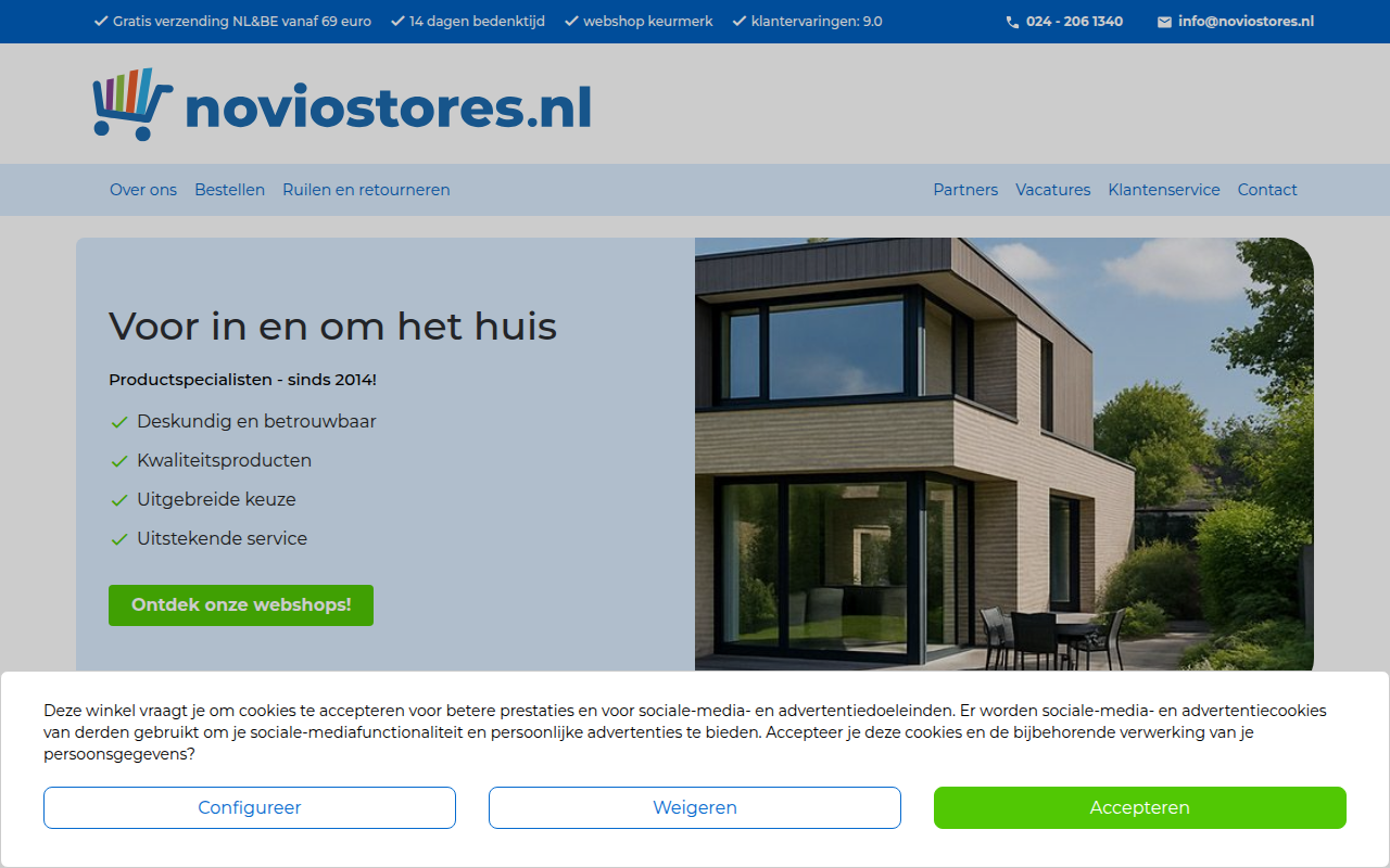 Screenshot van noviostores.nl