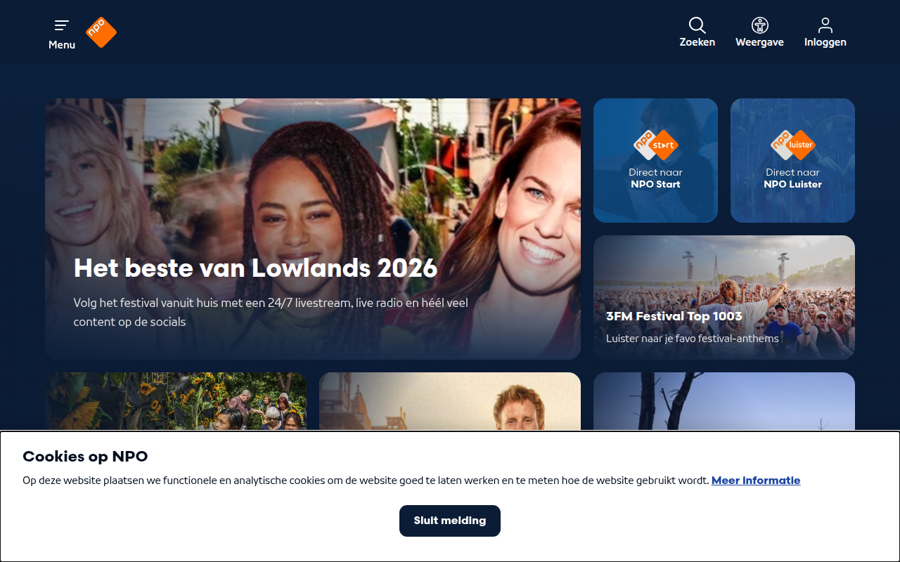 Screenshot van npo.nl