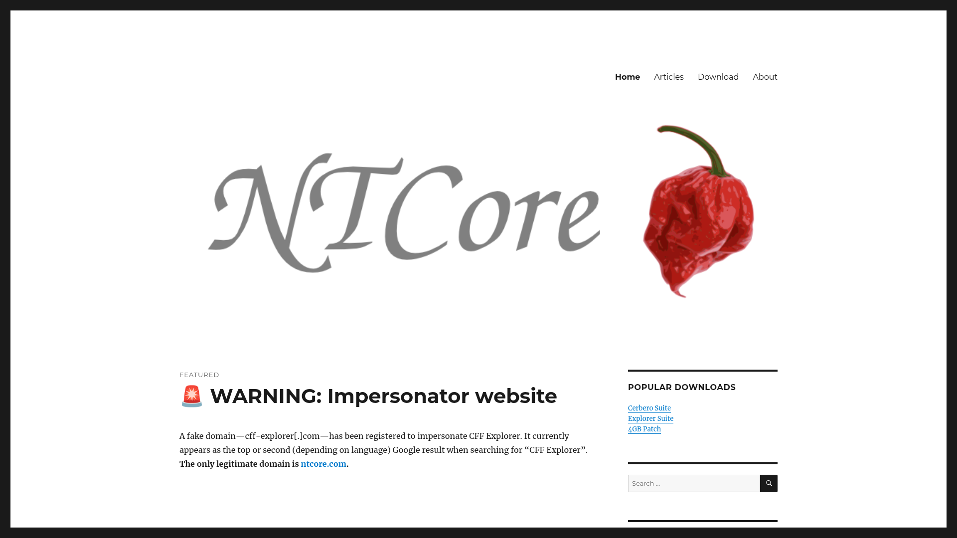 Screenshot van ntcore.com