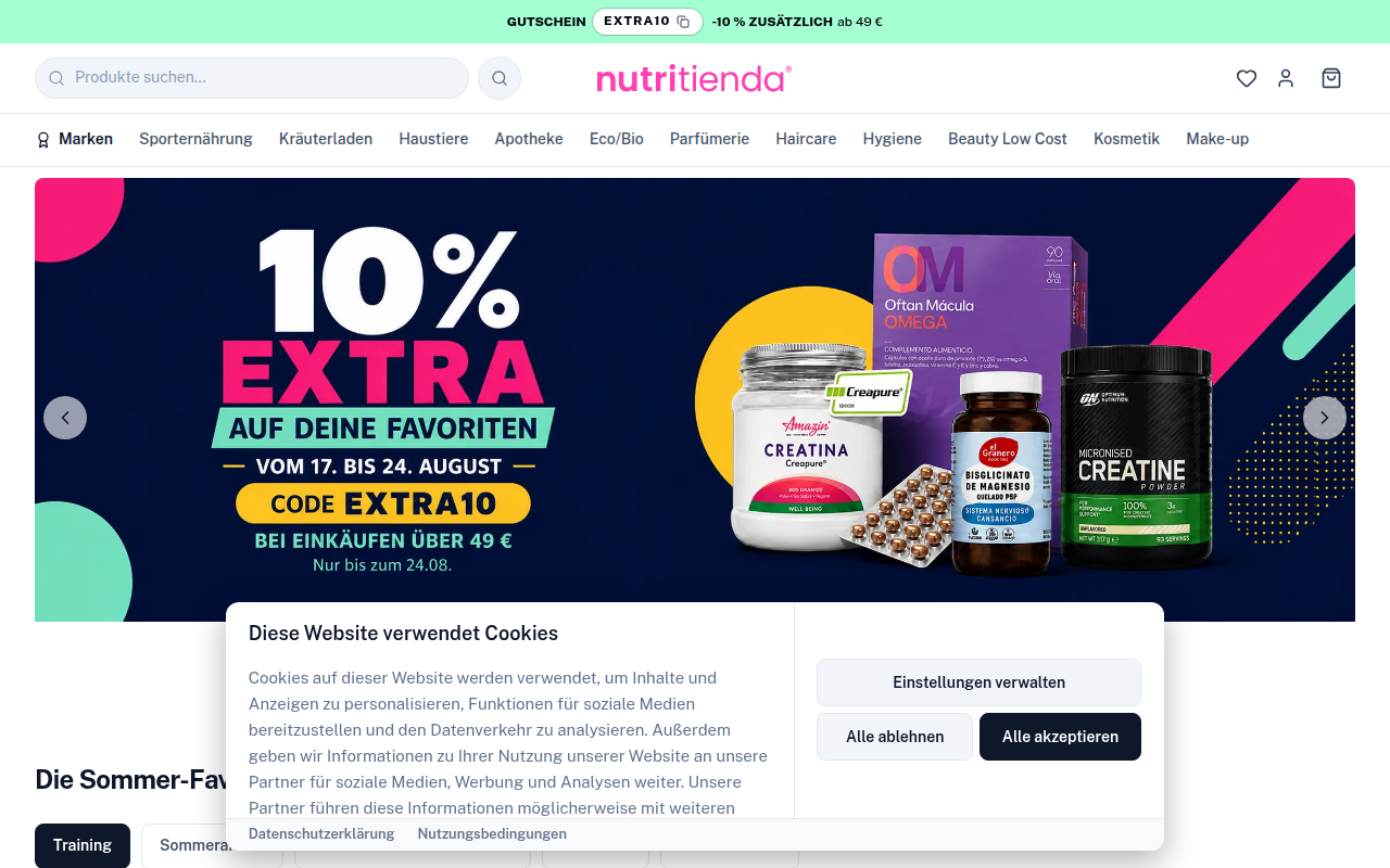 Screenshot van nutritienda.com