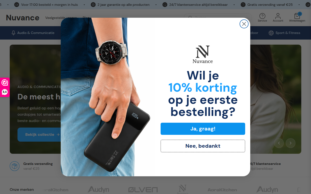 Screenshot van nuvance.nl