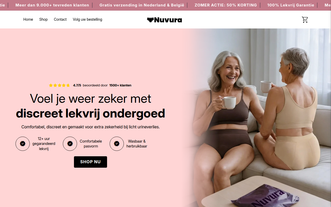 Screenshot van nuvuraunderwear.nl