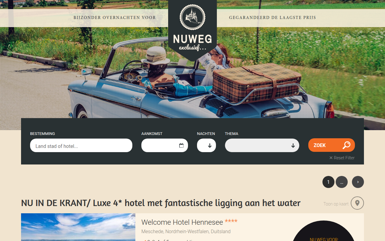 Screenshot van nuwegexclusief.nl