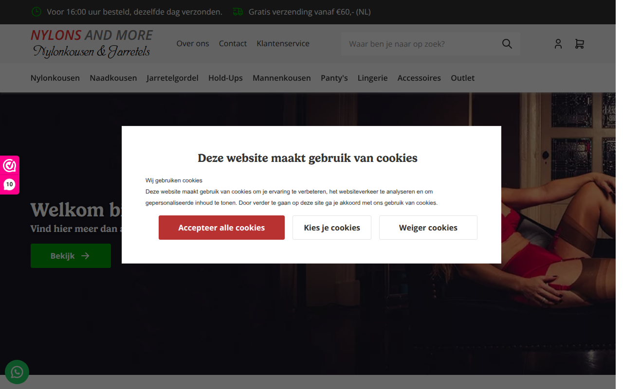 Screenshot van nylonsandmore.com