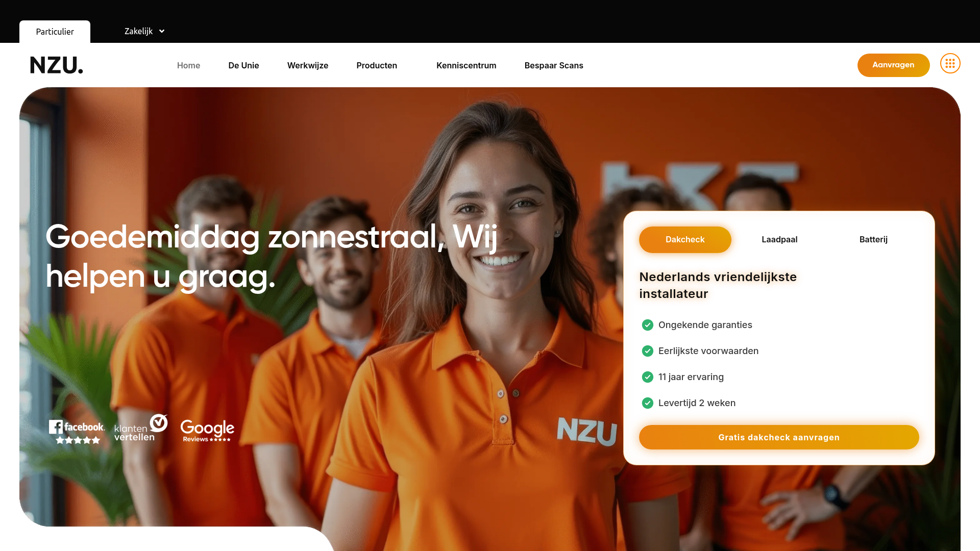 Screenshot van nzu.nl