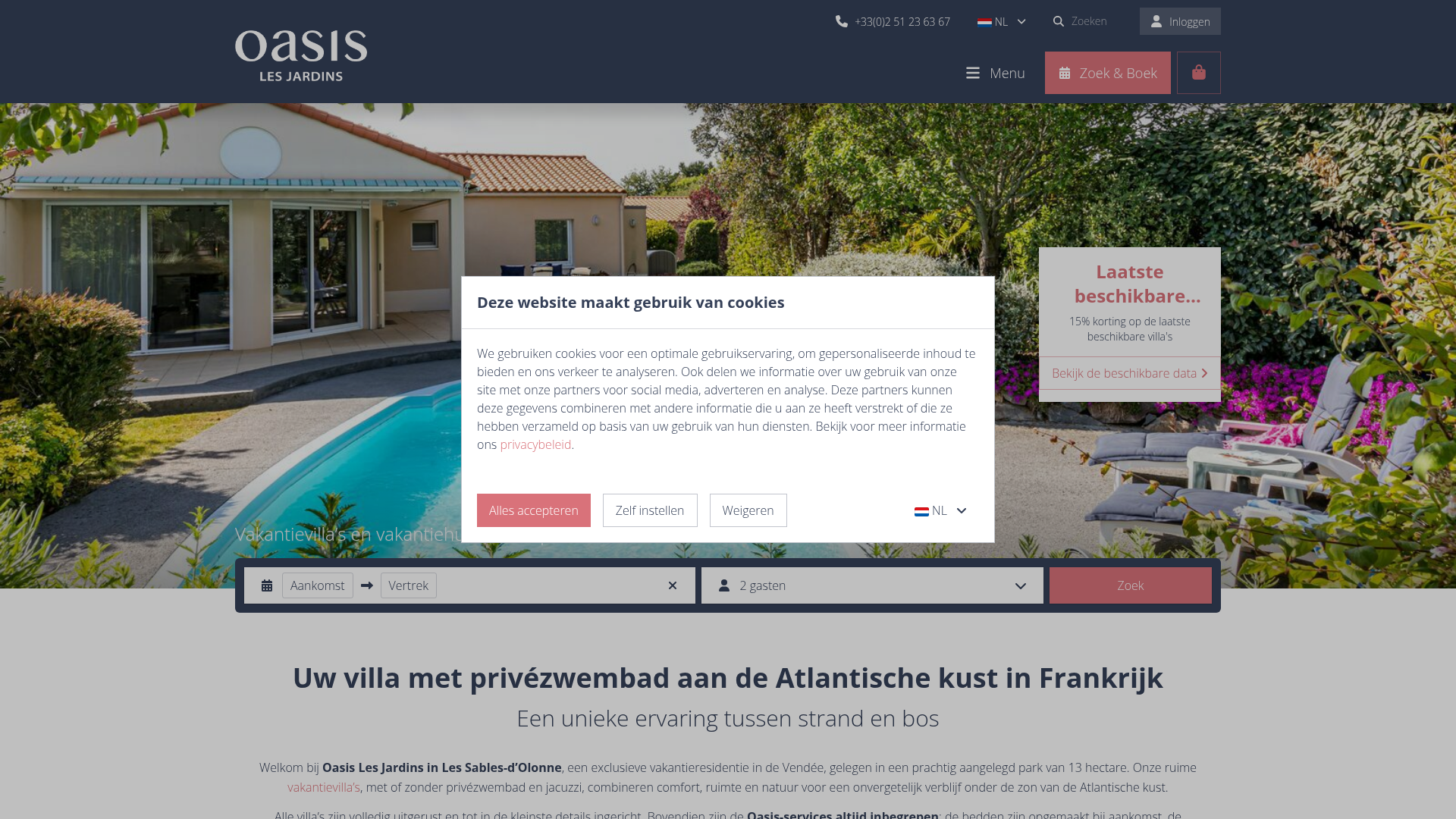 Screenshot van oasisresorts.nl