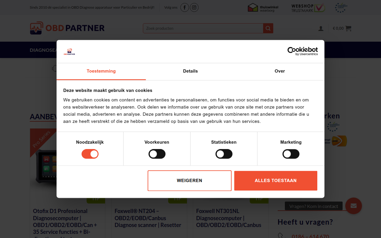 Screenshot van obd-partner.nl