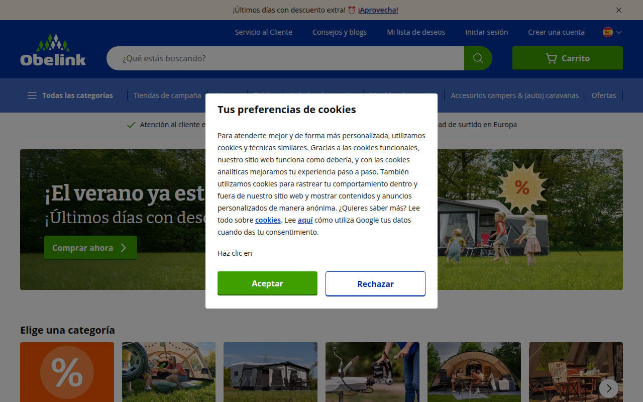Screenshot van obelink.es