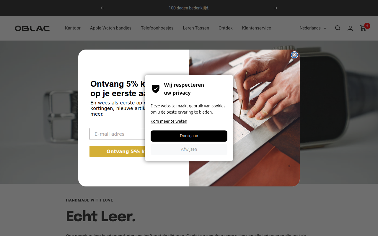 Screenshot van oblac.nl
