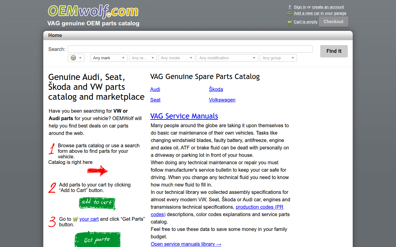 Screenshot van oemwolf.com