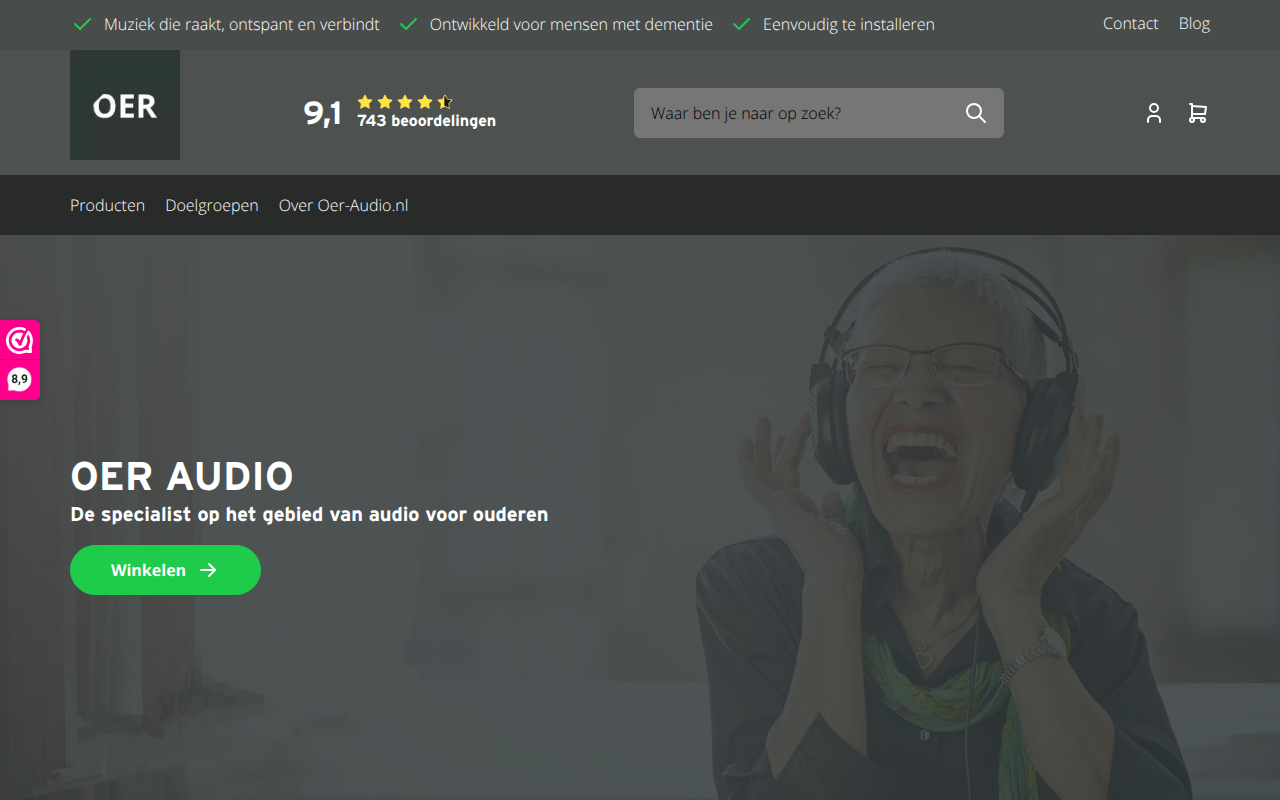 Screenshot van oer-audio.nl