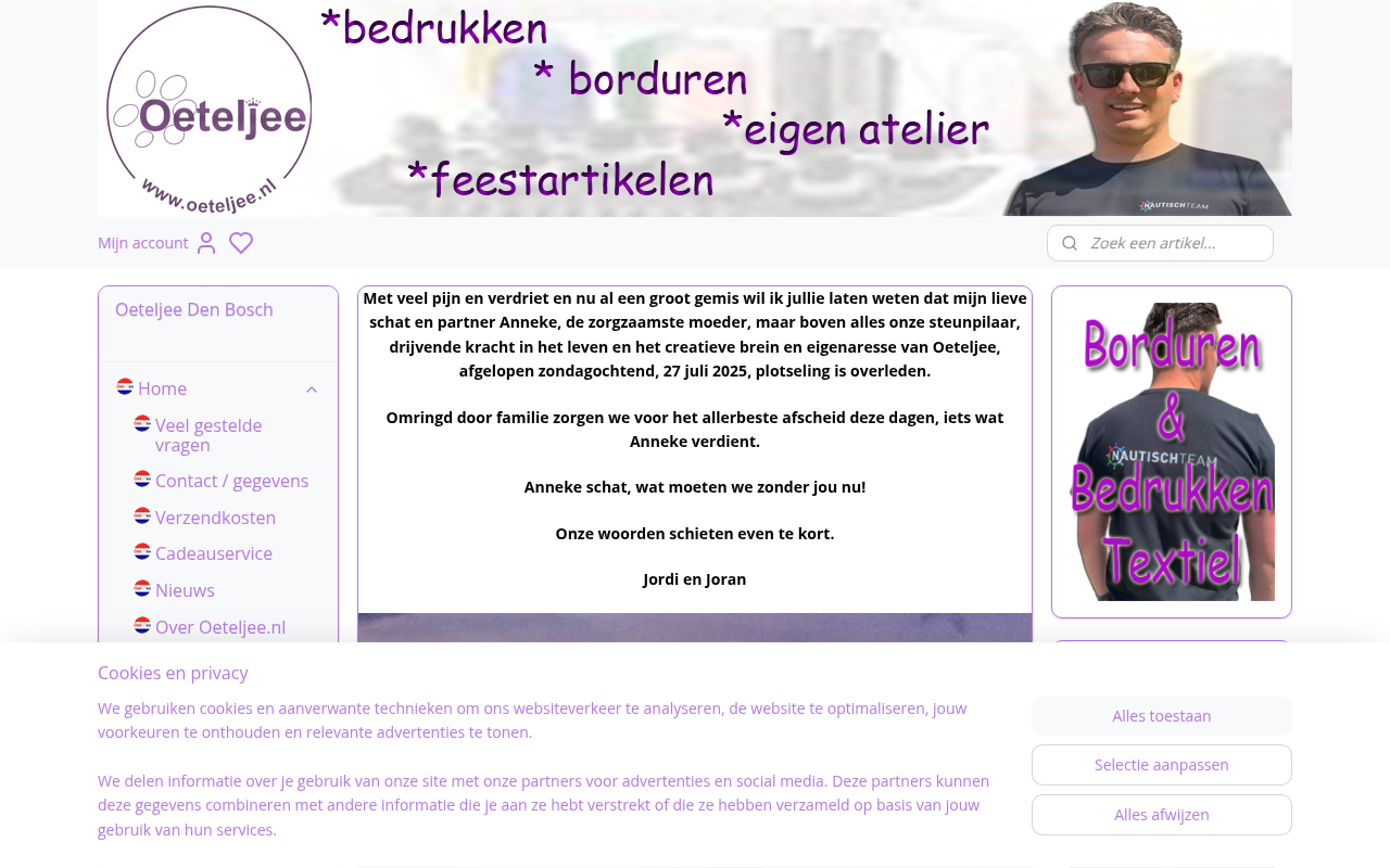 Screenshot van oeteljee.nl