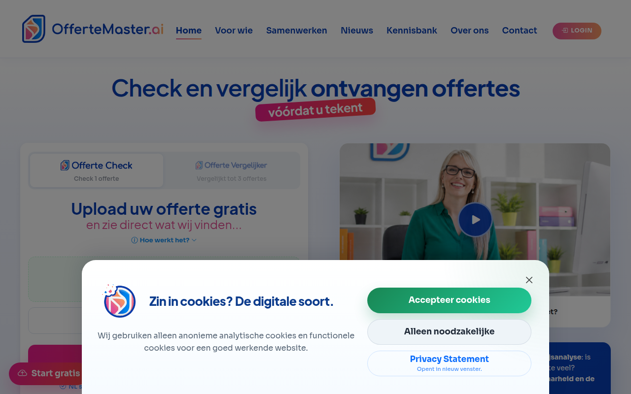 Screenshot van offertemaster.ai