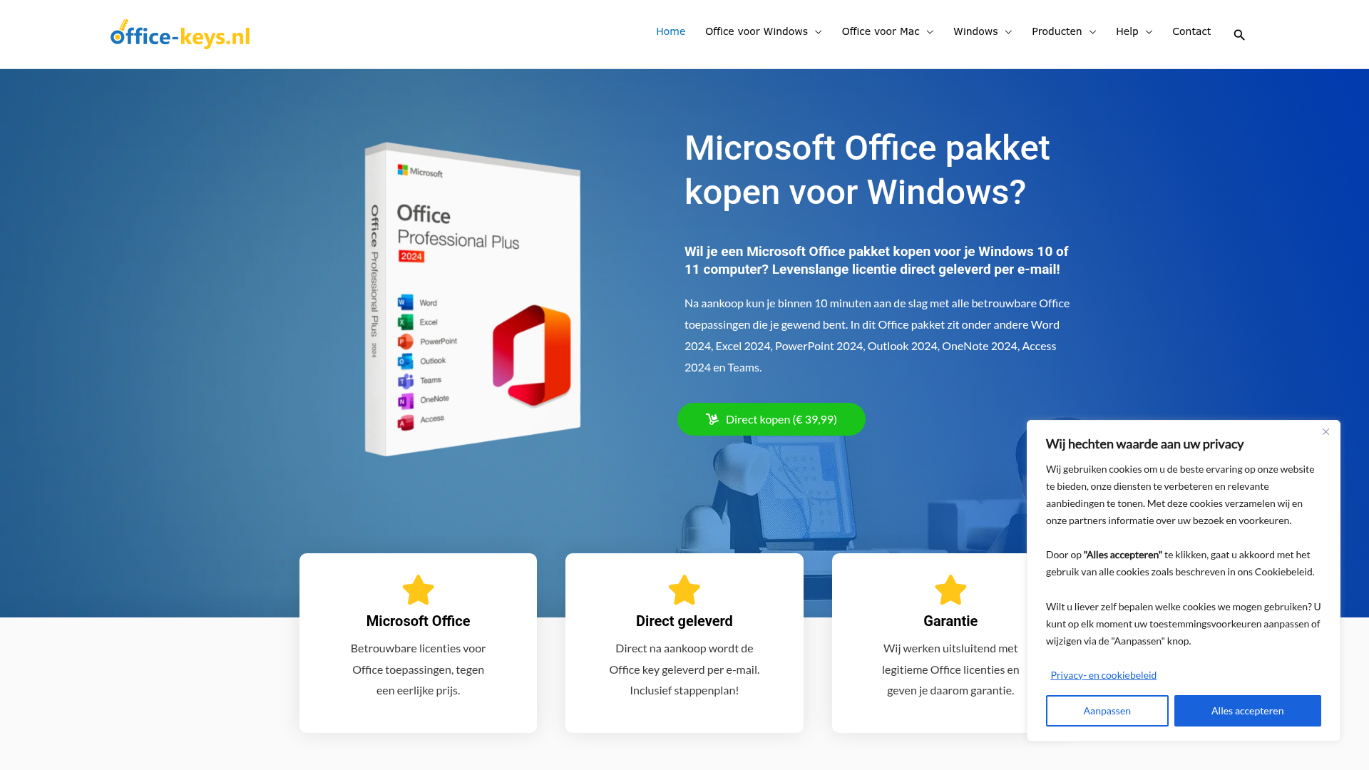 Screenshot van office-key.nl