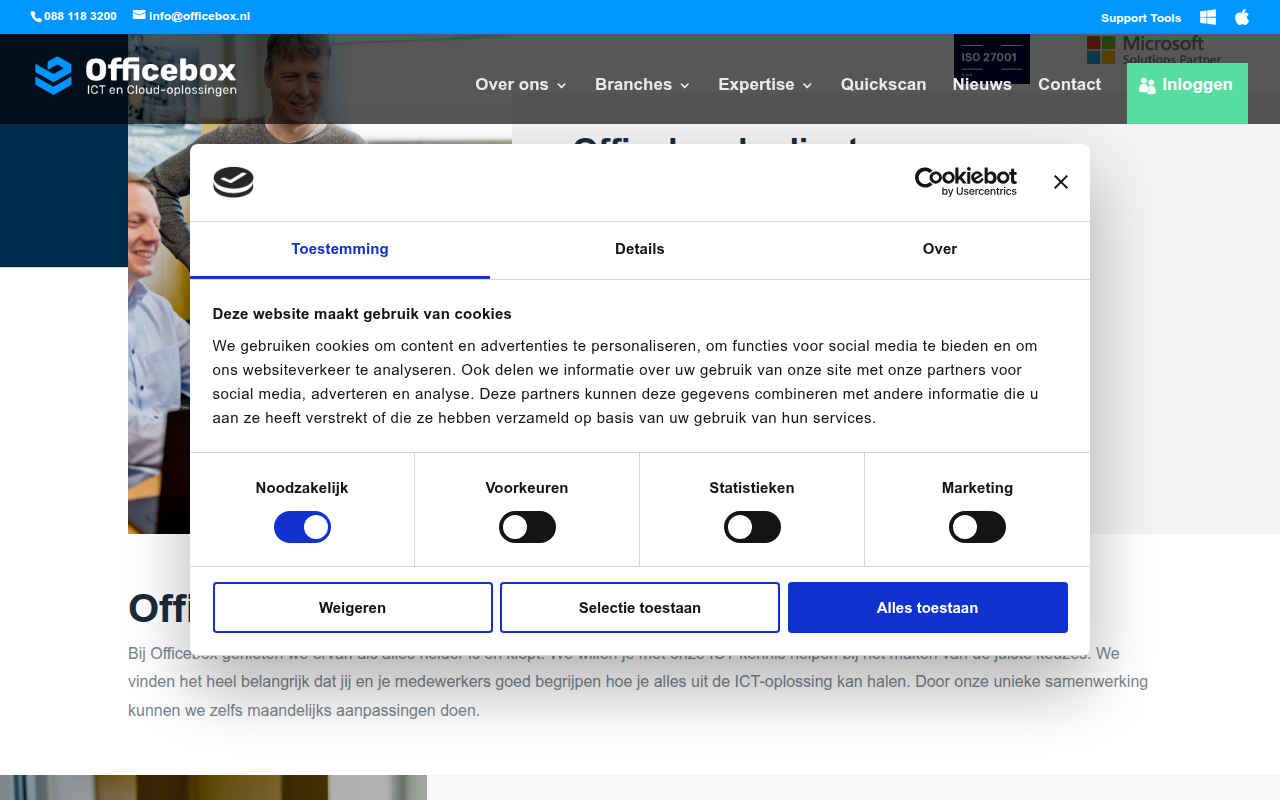 Screenshot van officebox.nl
