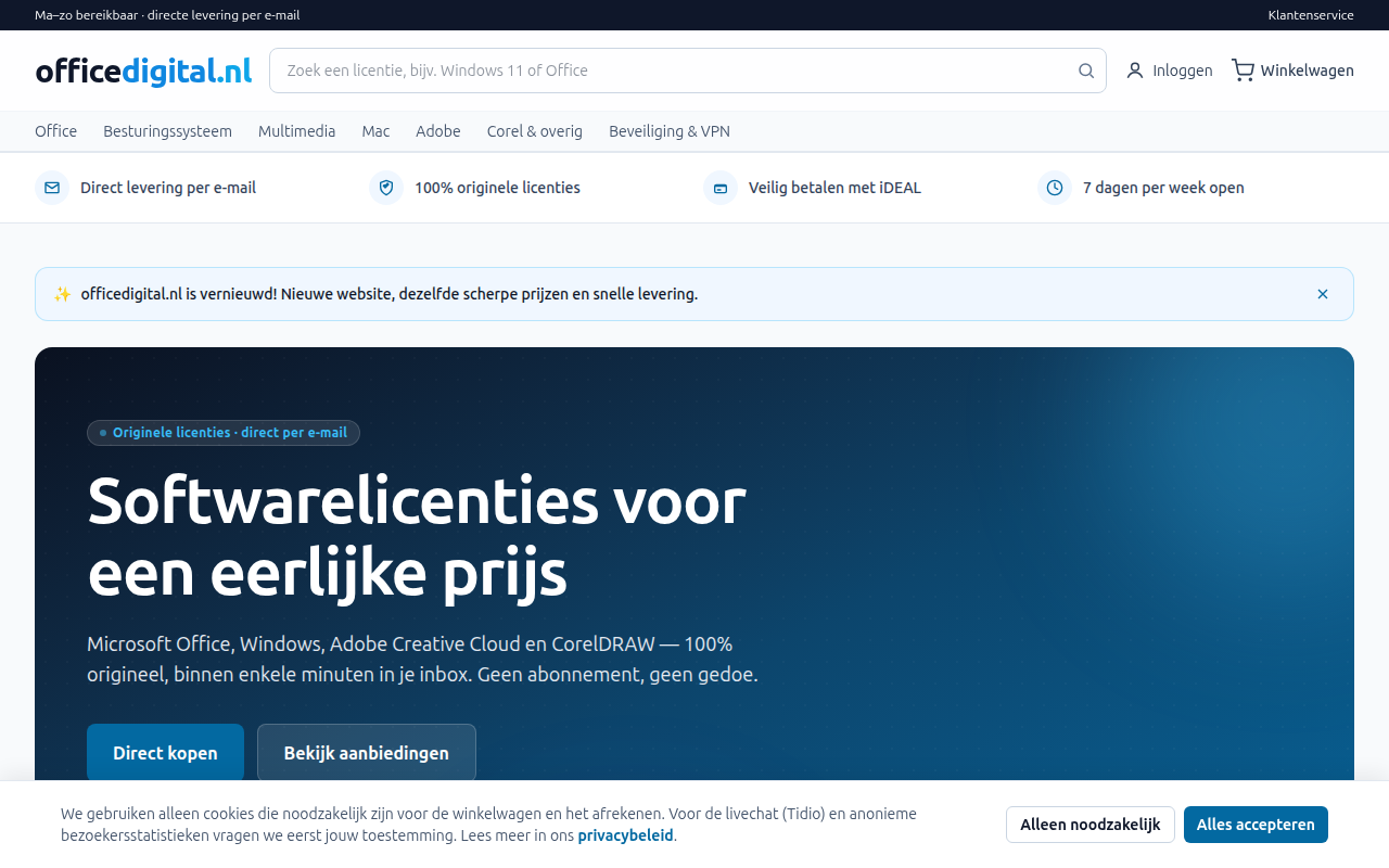 Screenshot van officedigital.nl
